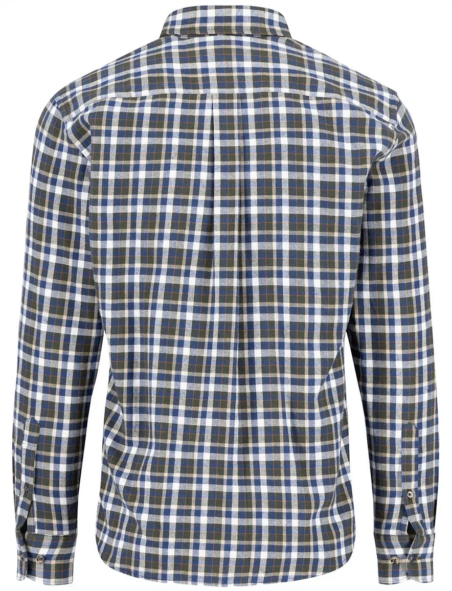 Fynch Hatton overhemd flanel blauw borstzak
