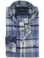 Fynch-Hatton overhemd ml 5 blauw geruit flanel button-down