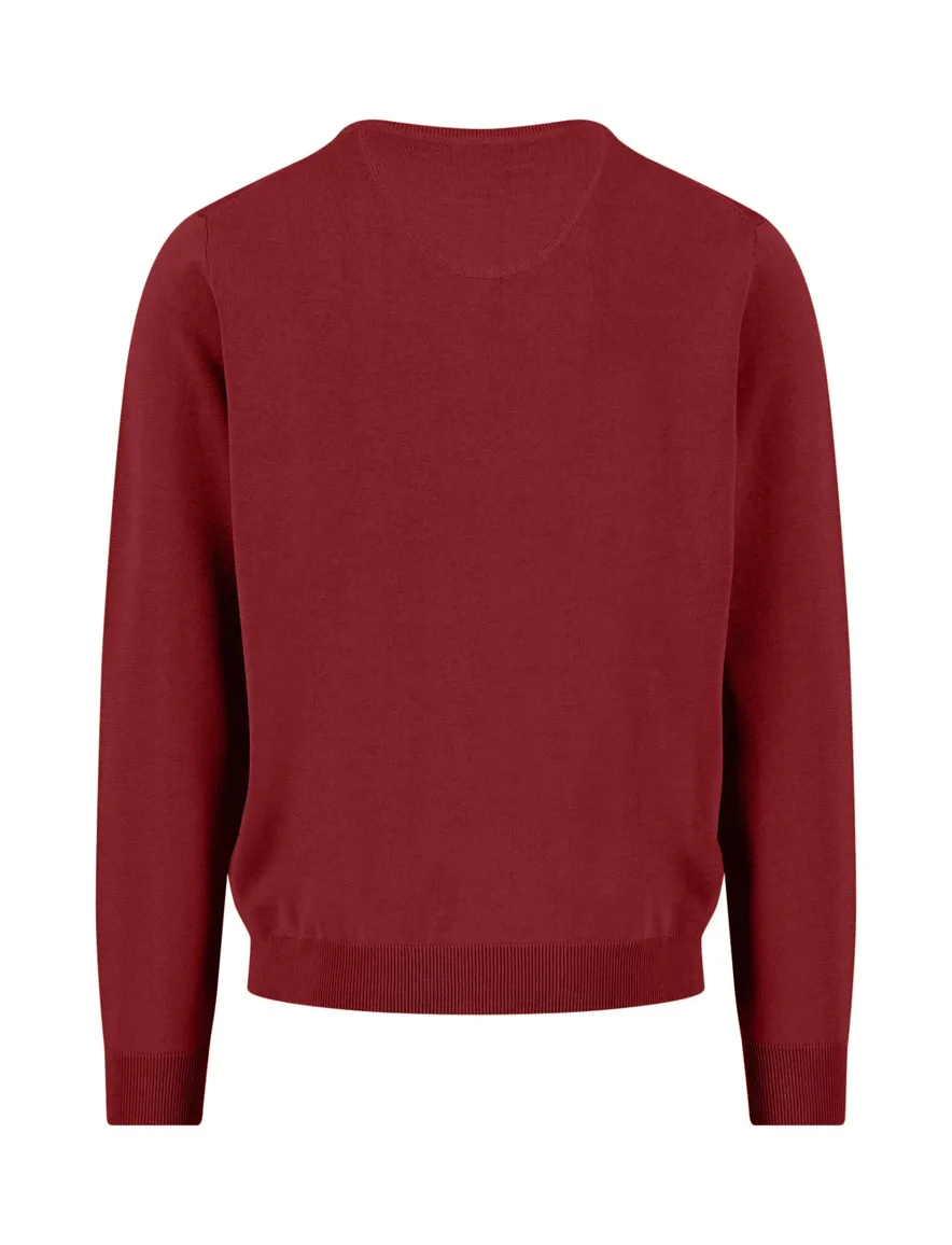 Fynch Hatton v-hals trui katoen effen rood normale fit