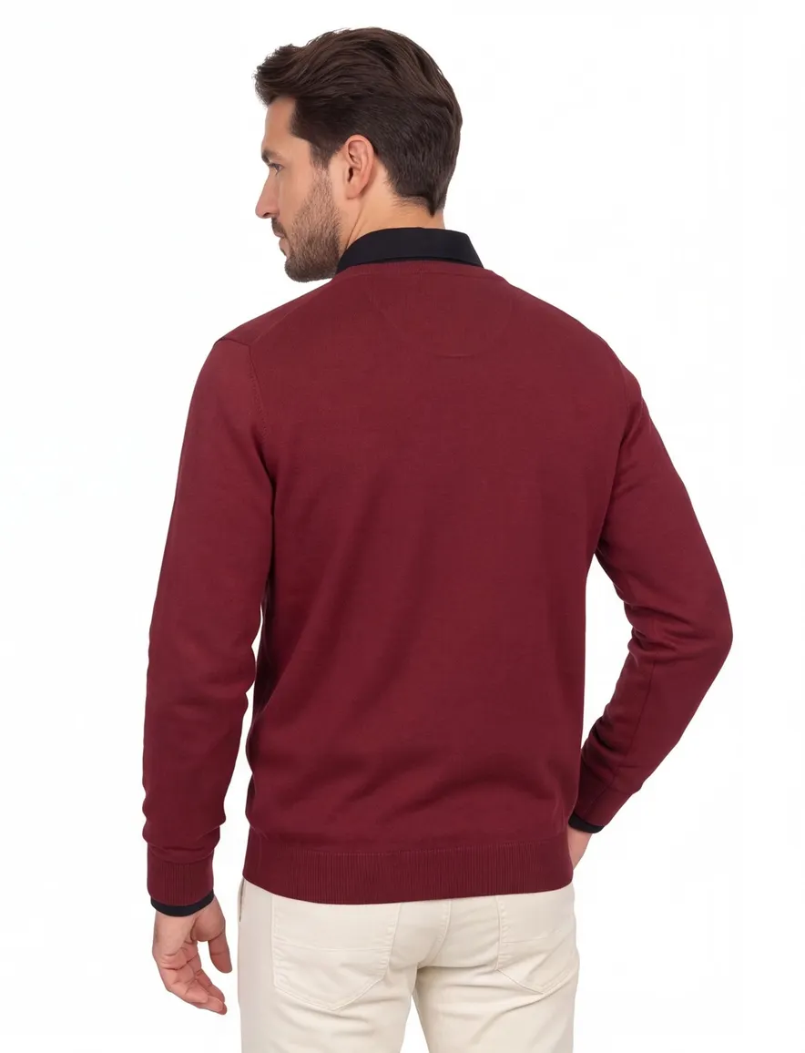 Fynch Hatton v-hals knit trui katoen rood