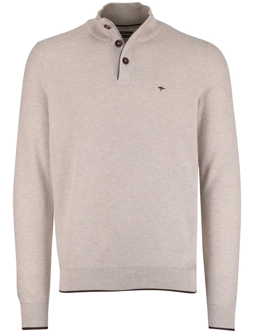 Fynch Hatton melange half zip trui beige gebreid