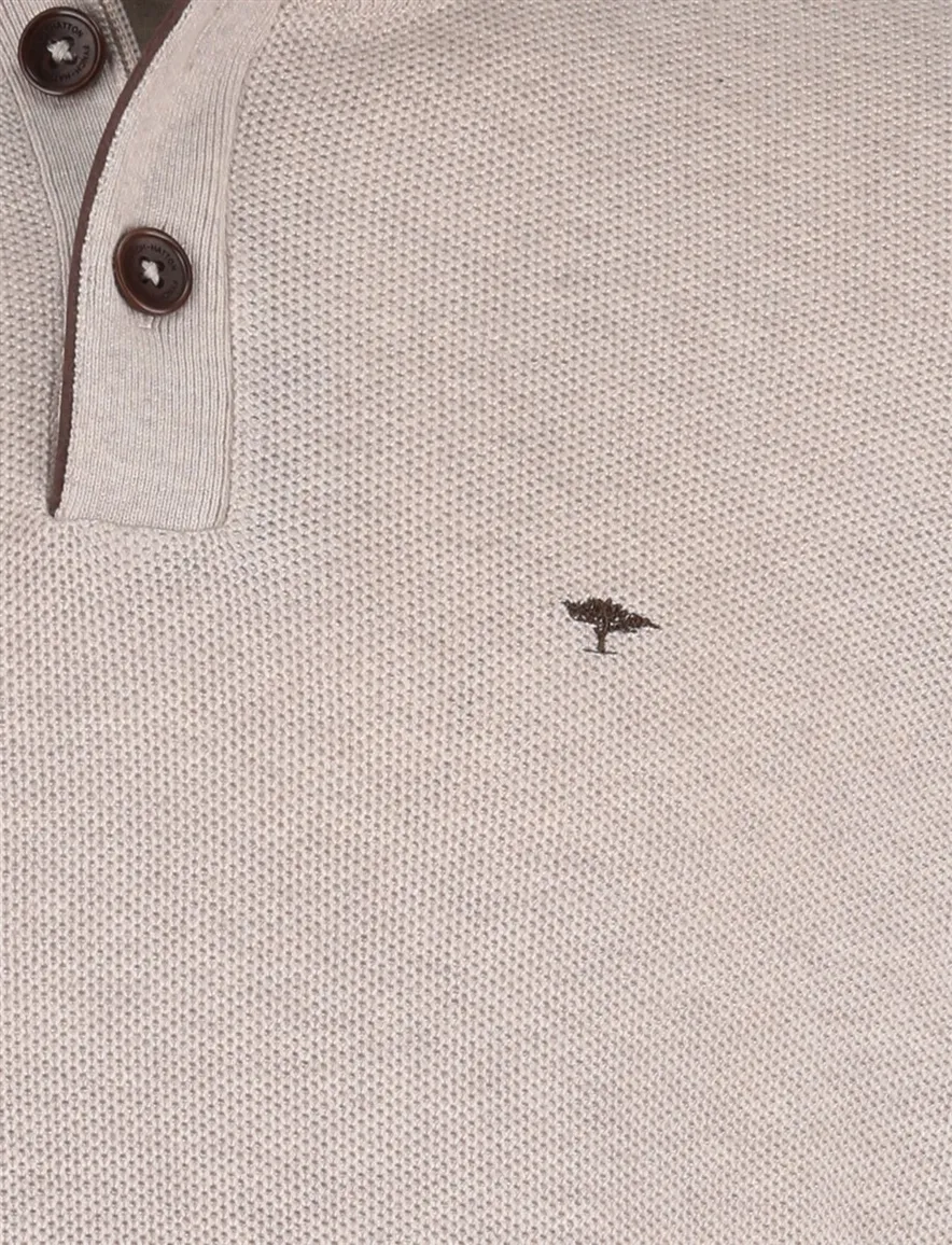 Fynch Hatton melange half zip trui beige 100% katoen