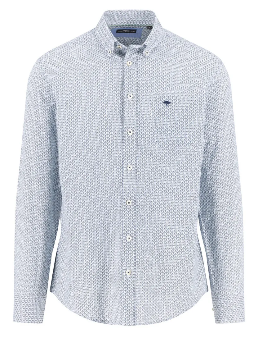 Fynch Hatton overhemd blauw geprint borstzak