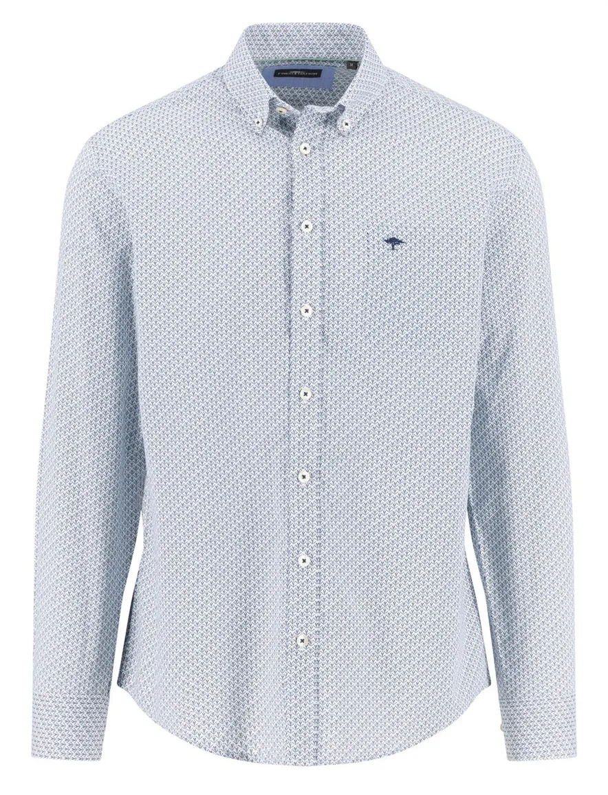 Fynch Hatton overhemd blauw geprint