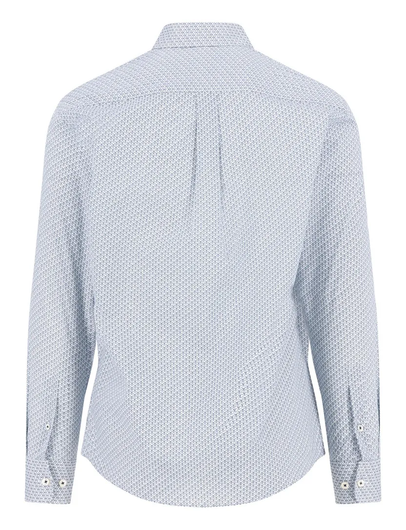 Fynch Hatton overhemd blauw geprint borstzak