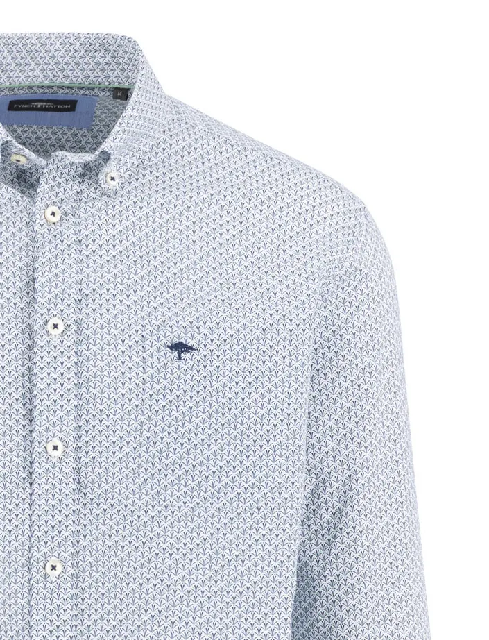 Fynch Hatton overhemd blauw geprint borstzak