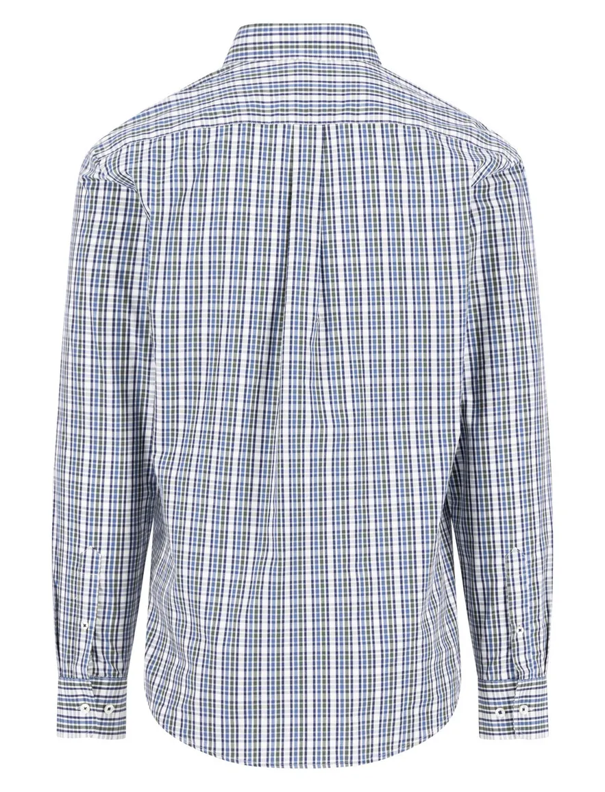 Fynch Hatton geruit overhemd blauw wit katoen button-down