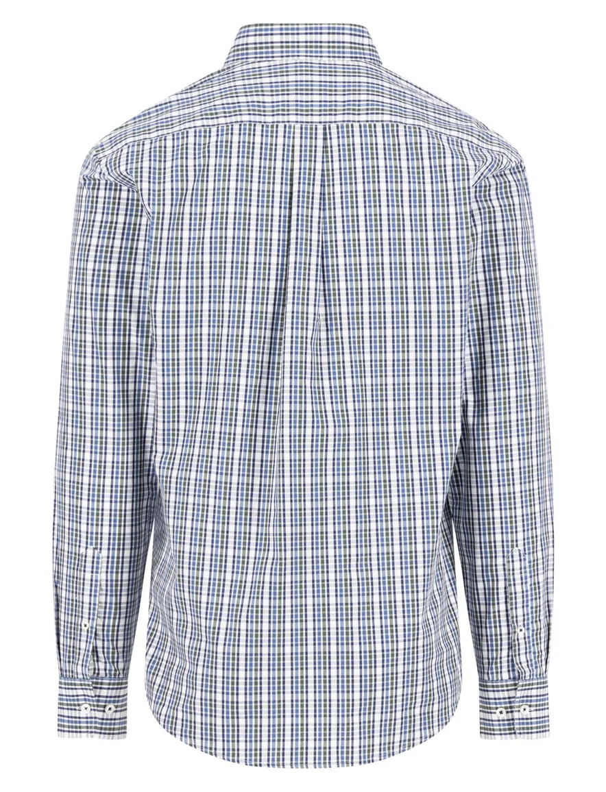 Fynch Hatton geruit overhemd blauw wit katoen button-down