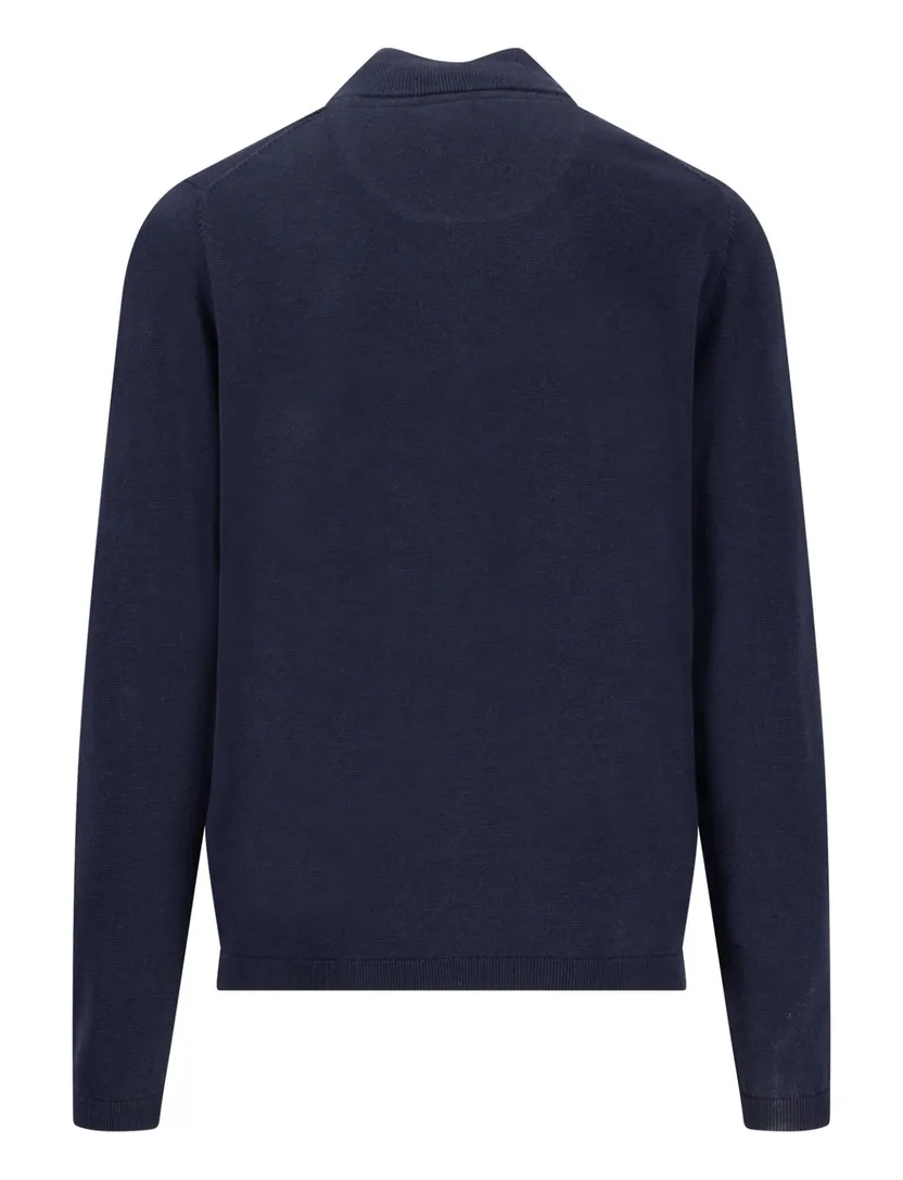katoenen Fynch-Hatton trui half zip donkerblauw normale fit