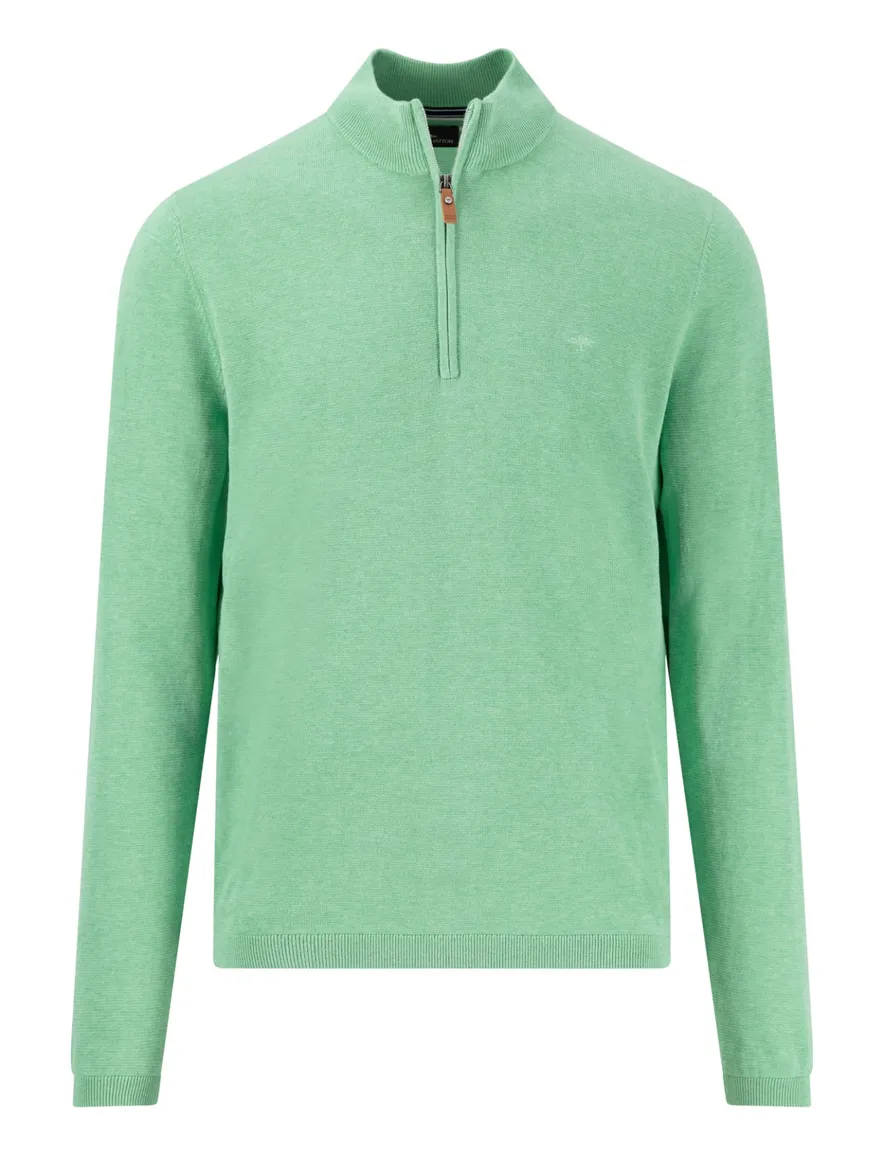Fynch-Hatton trui half zip gemeleerd Troyer Zip