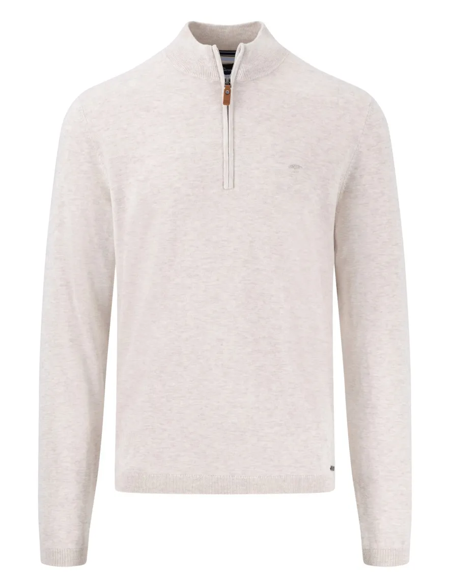 Fynch-Hatton trui halfzip creme Troyer Zip