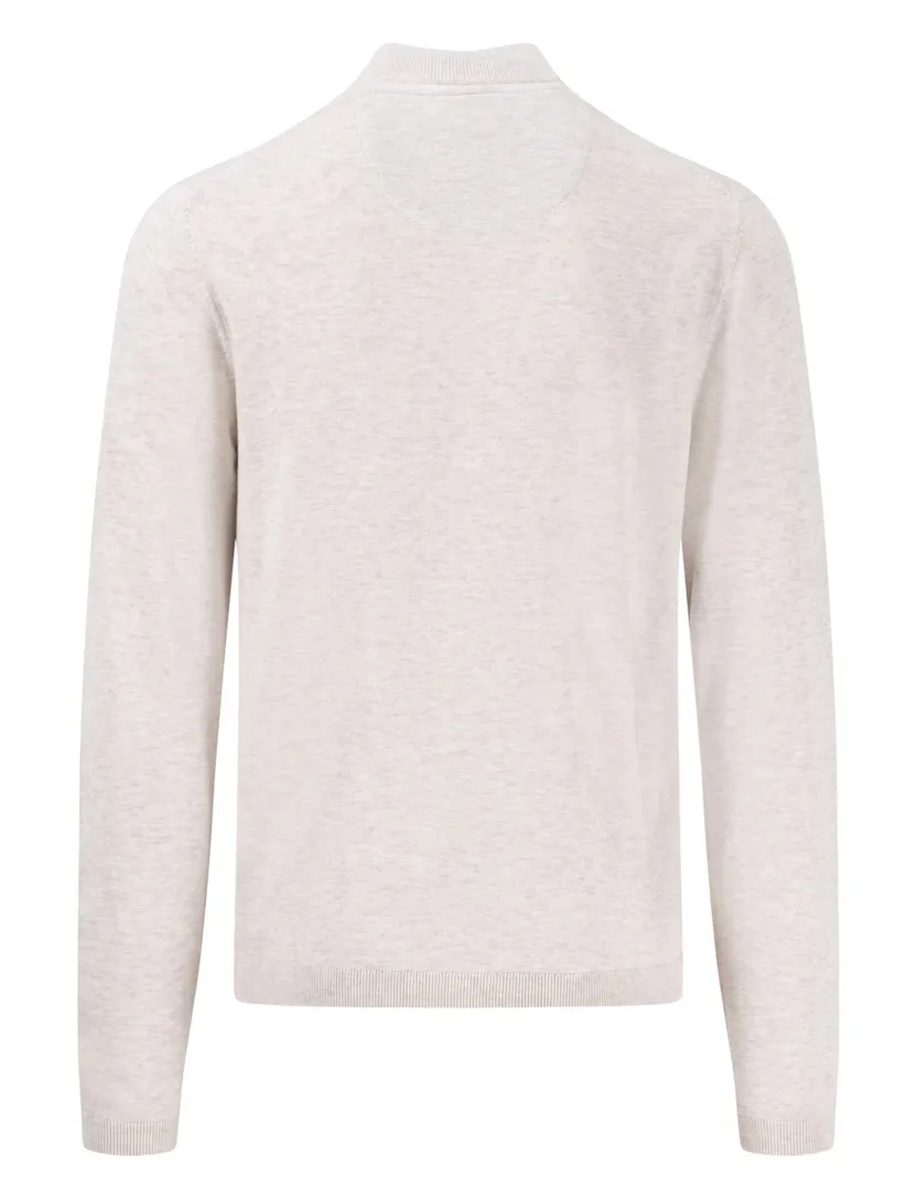 katoenen Fynch-Hatton trui halfzip creme effen katoen