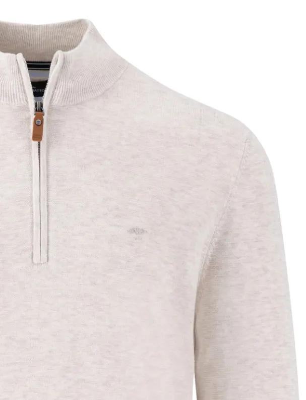 Fynch-Hatton trui halfzip creme Troyer Zip