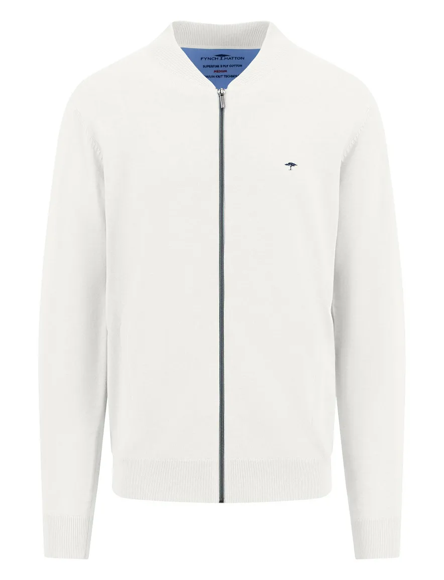 Fynch-Hatton vest wit katoen normale fit met rits
