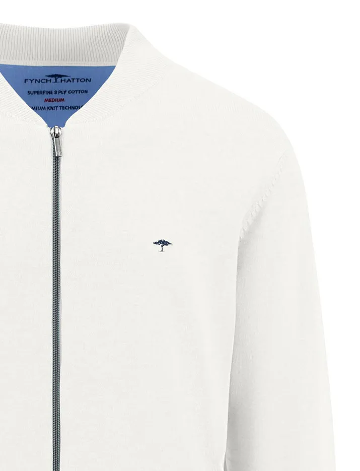 Fynch-Hatton vest wit katoen normale fit met rits