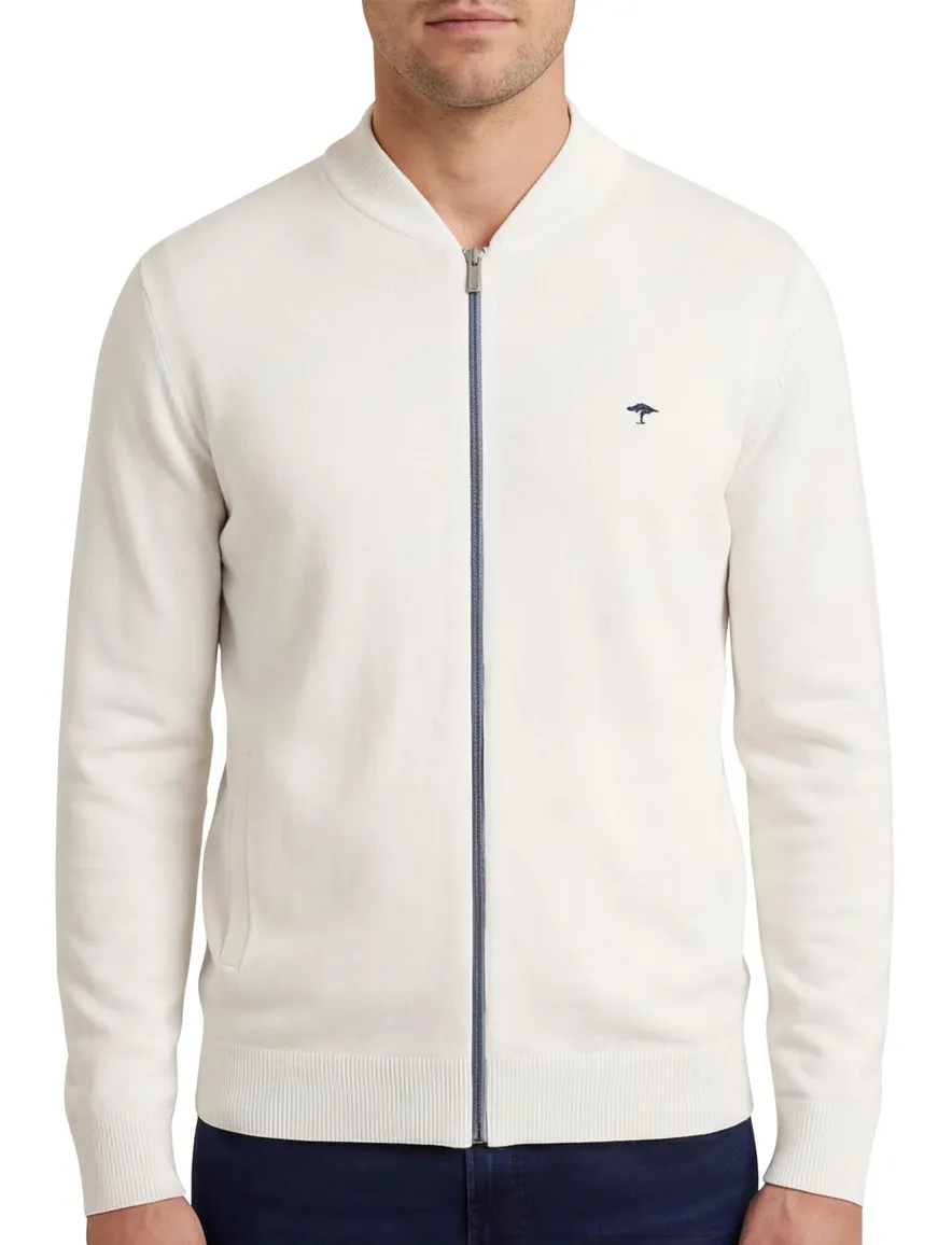 Fynch-Hatton vest wit katoen normale fit met rits