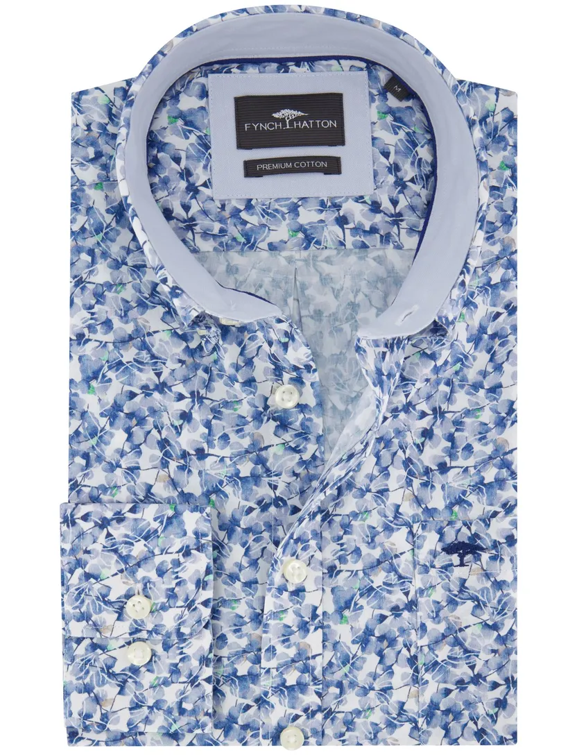 Fynch Hatton overhemd blauw bloemenprint
