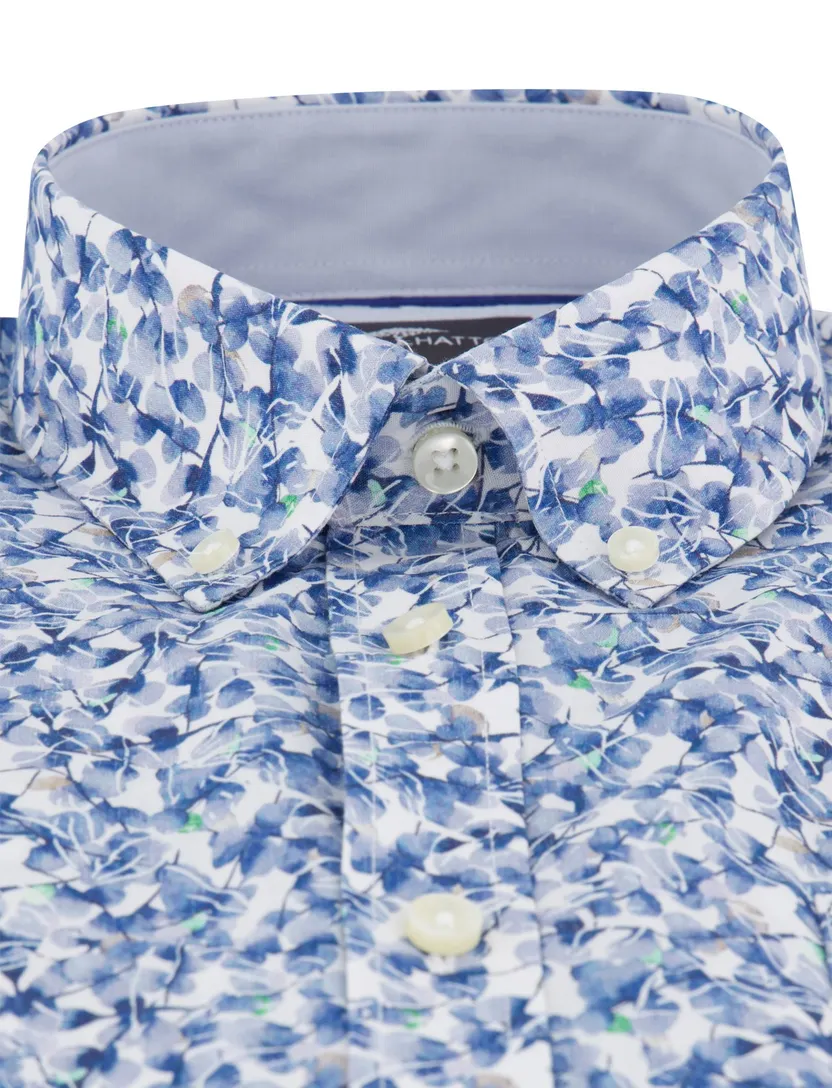 Fynch Hatton overhemd blauw bloemenprint