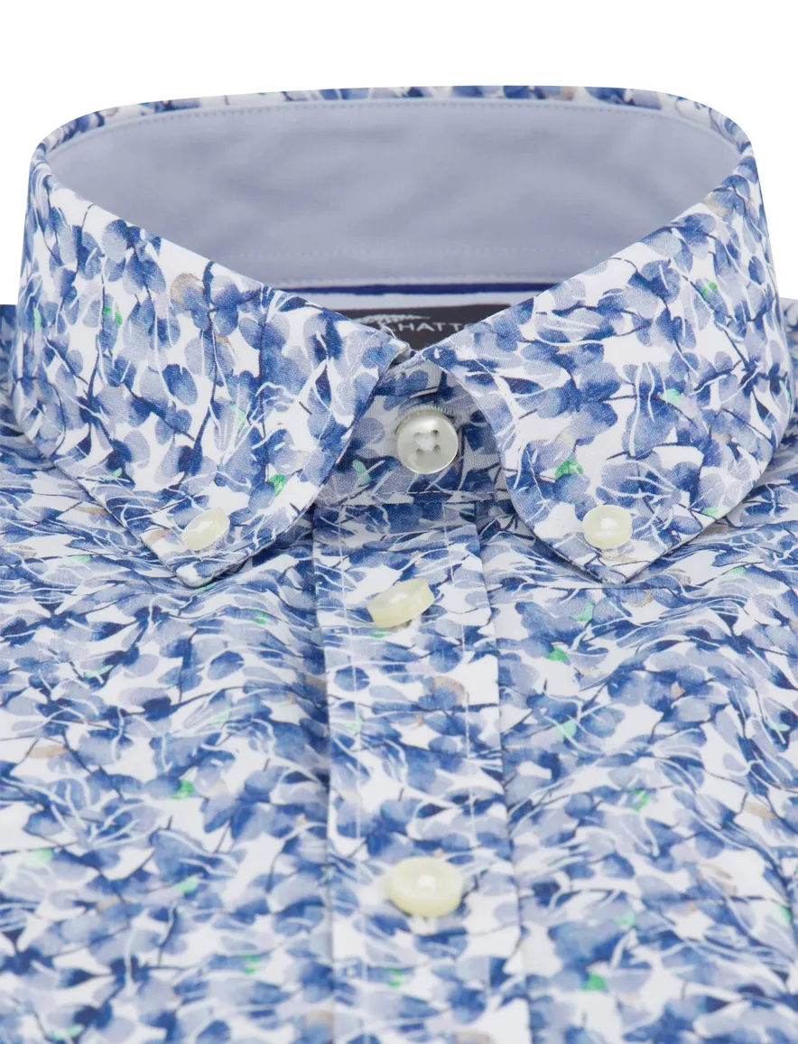 Fynch Hatton overhemd blauw bloemenprint