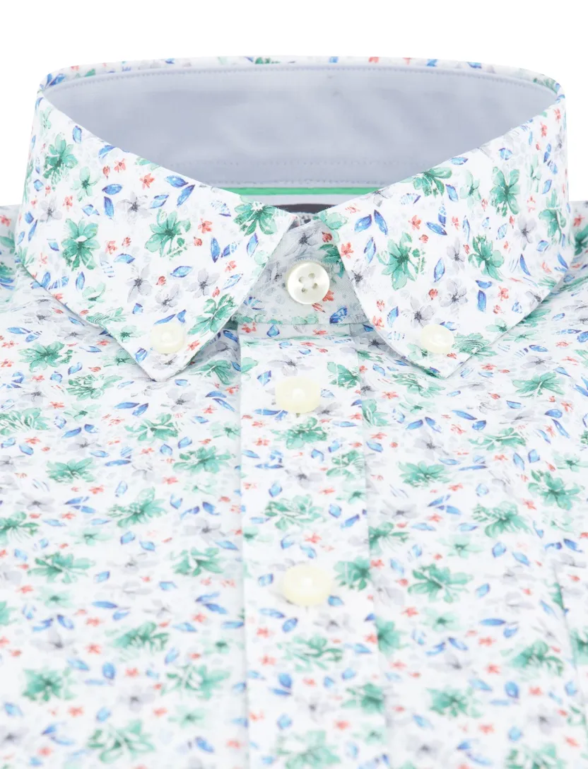 Fynch Hatton overhemd groen blauw bloemenprint