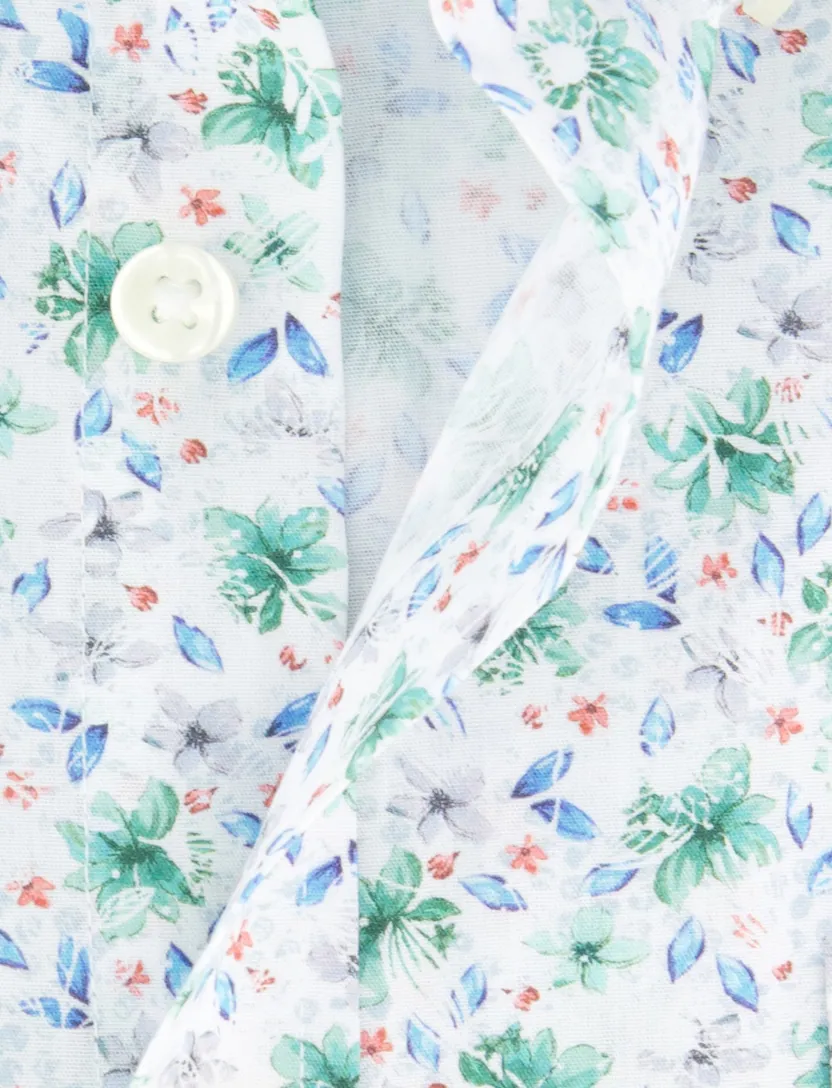 Fynch Hatton overhemd groen blauw bloemenprint