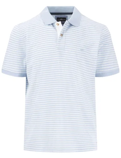 Fynch Hatton Fynch Hatton poloshirt korte mouw lichtblauw gestreept