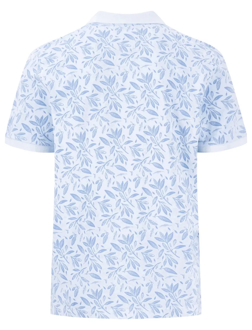 katoenen Fynch-Hatton polo korte mouw geprint lichtblauw