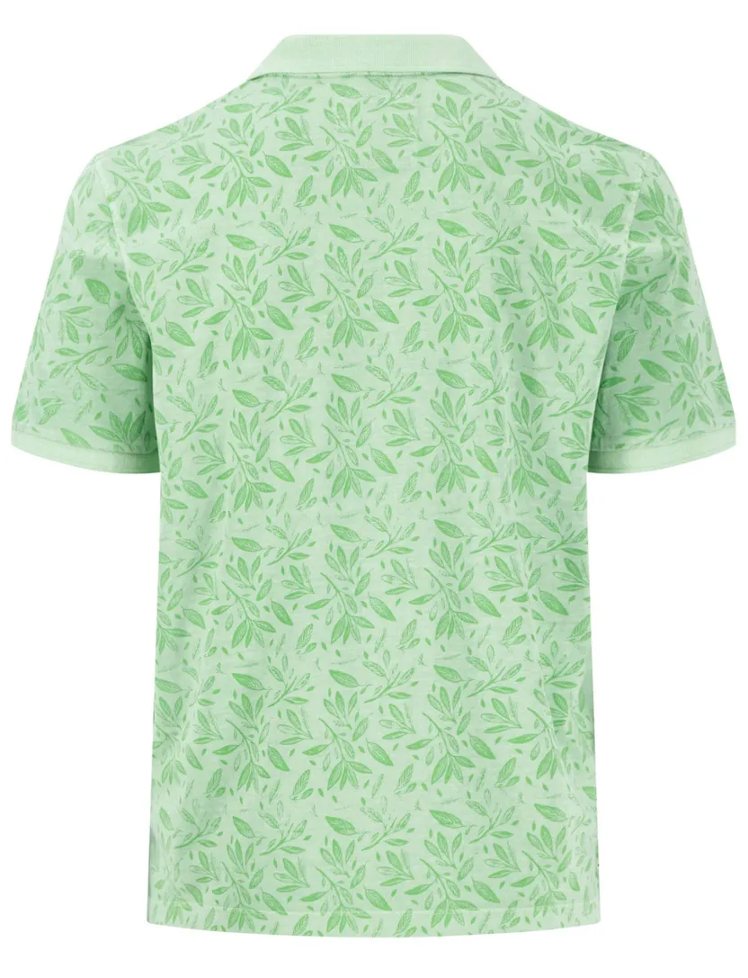 Katoenen Fynch-Hatton polo korte mouw lichtgroen geprint