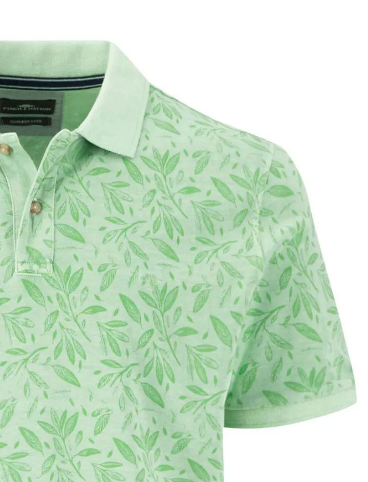Fynch-Hatton polo korte mouw lichtgroen geprint