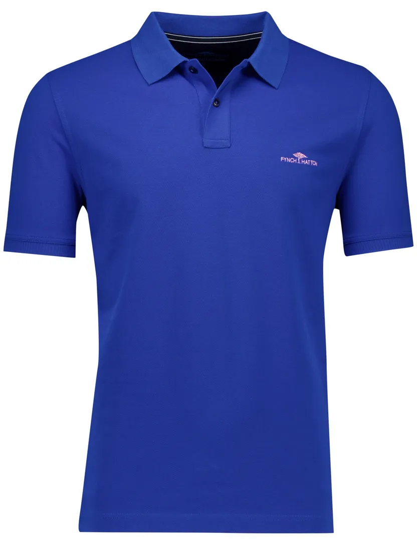 Fynch-Hatton polo-shirt blauw 2-knoops