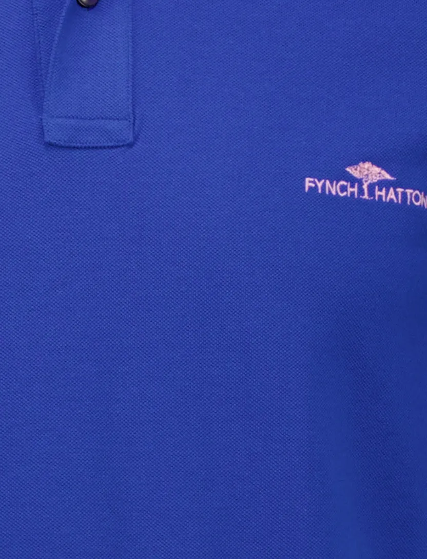 Fynch-Hatton polo-shirt blauw 2-knoops