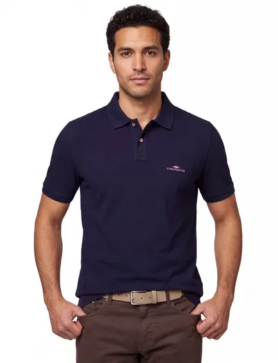 Fynch Hatton Fynch-Hatton polo-shirt navy effen 2- knoops