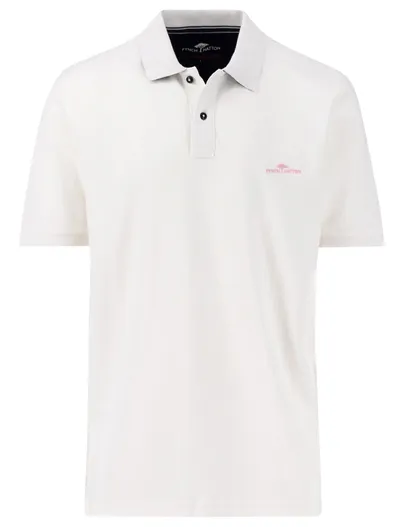 Fynch Hatton Fynch-Hatton polo korte mouw wit effen normale fit