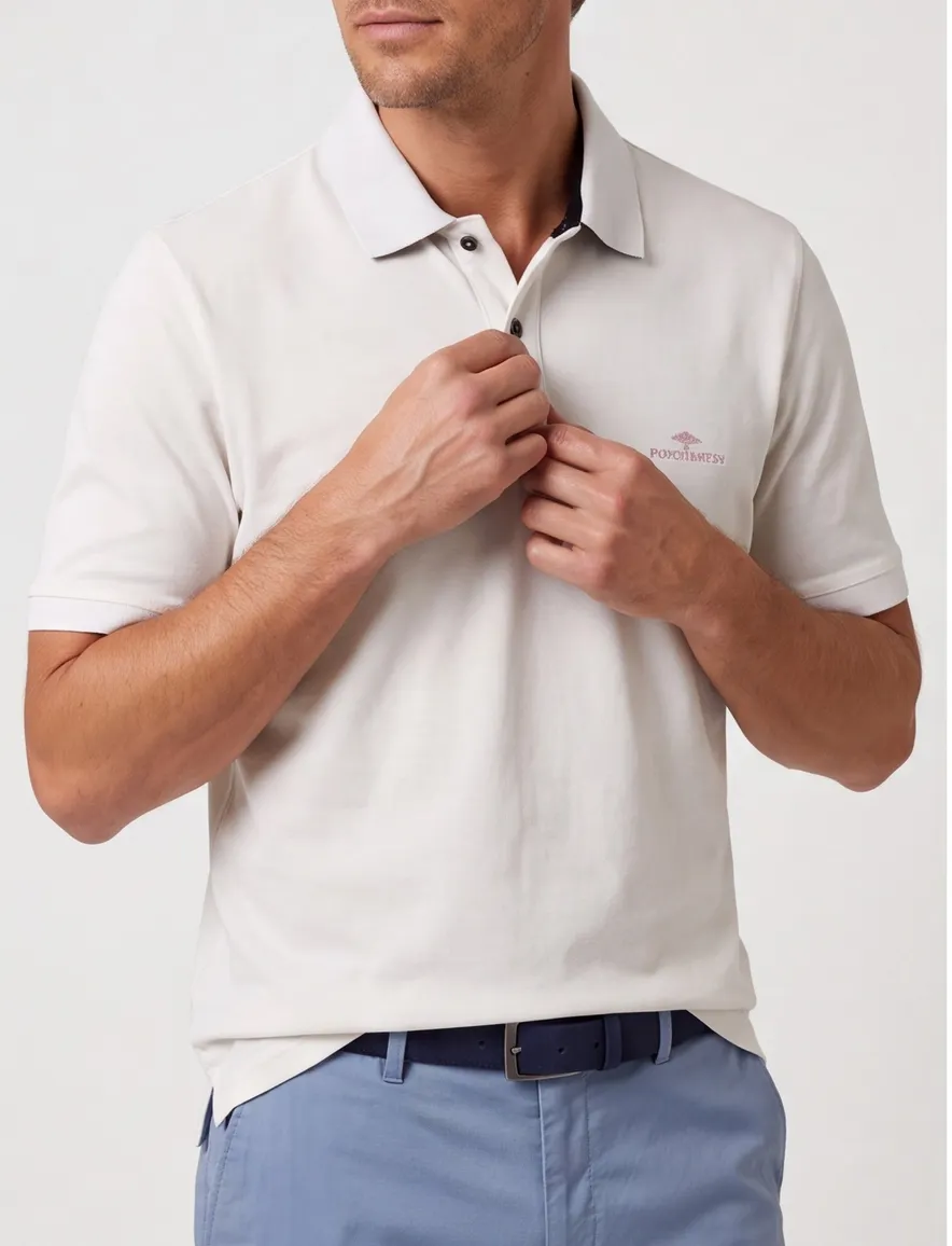 Fynch-Hatton polo korte mouw wit effen