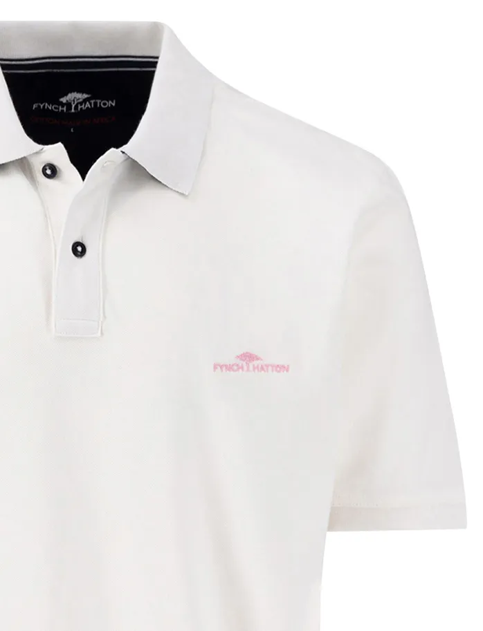 Fynch-Hatton polo korte mouw wit effen