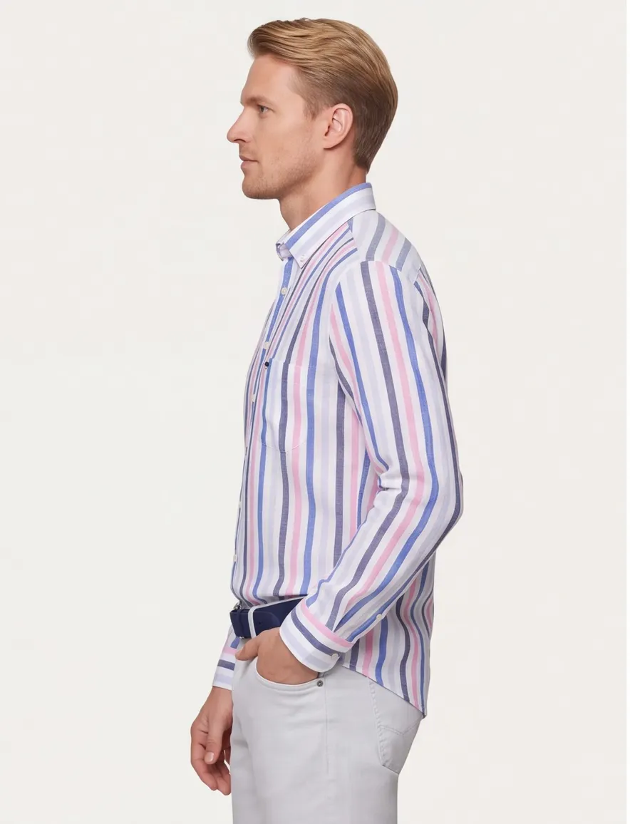 Fynch-Hatton overhemd Colorful Line Stripes borstzak