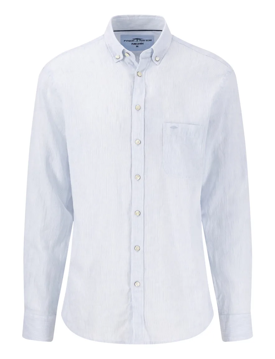 Fynch-Hatton overhemd lichtblauw Linen Fine Stripe
