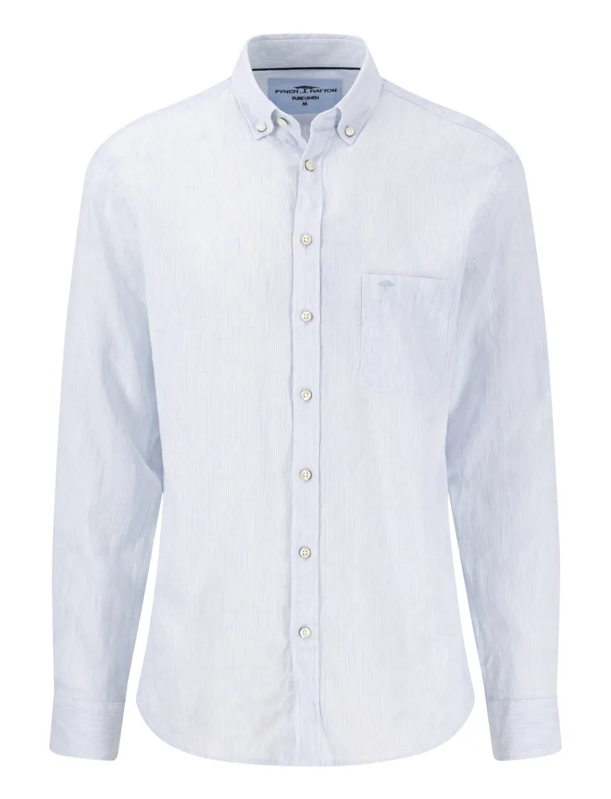 Fynch-Hatton overhemd lichtblauw Linen Fine Stripe