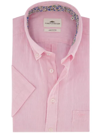 Fynch Hatton overhemd Fynch Hatton linnen roze