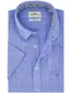 Fynch Hatton korte mouw linnen overhemd blauw gemeleerd