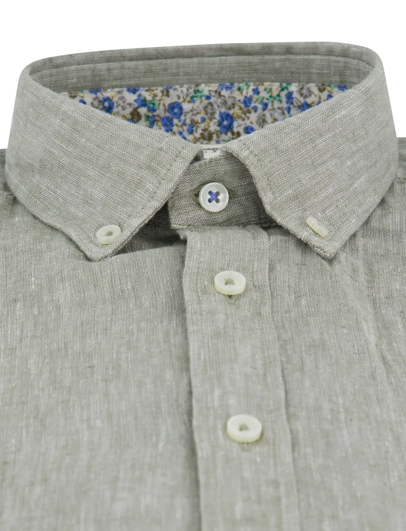 overhemd Fynch Hatton casual korte mouw groen