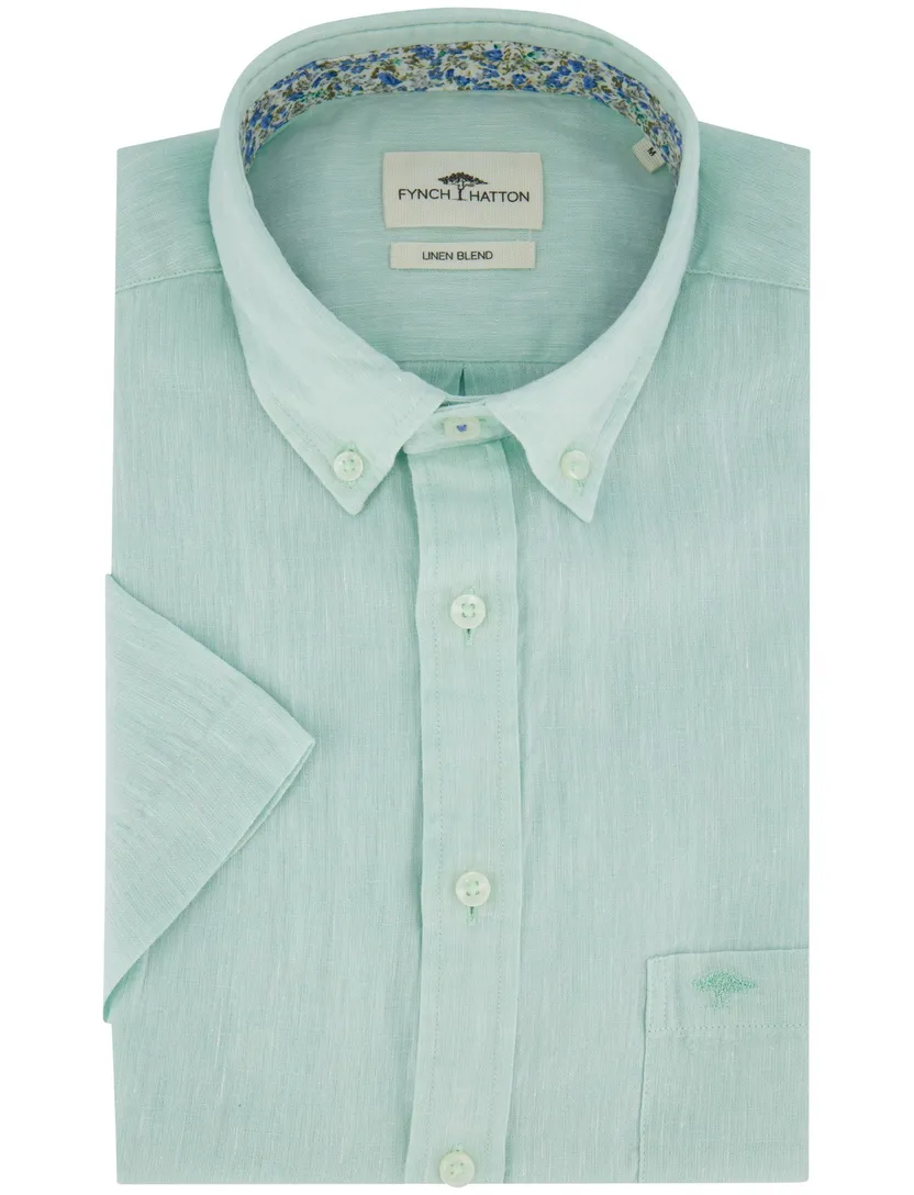 overhemd Fynch Hatton turquoise linnen