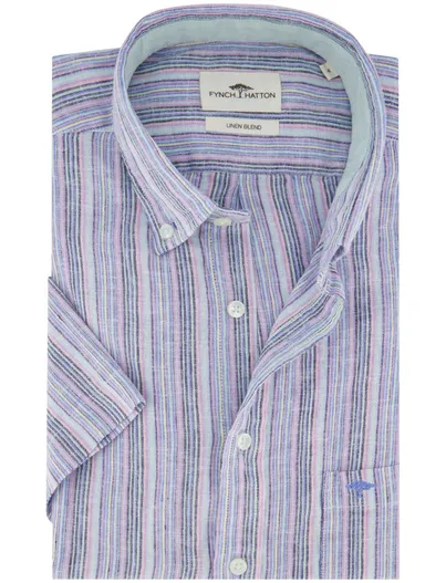 Fynch Hatton Fynch Hatton casual overhemd paars linnen