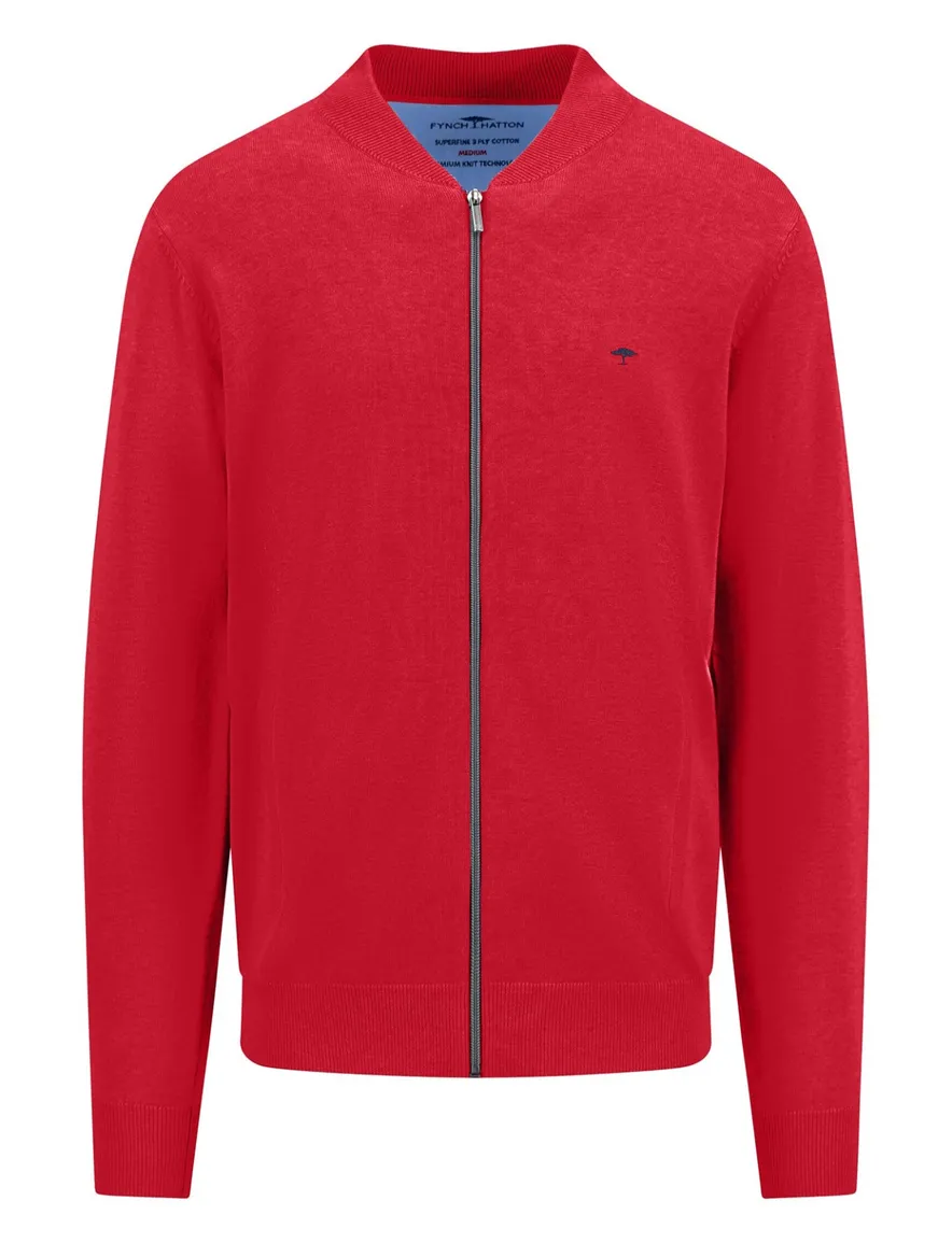 Fynch-Hatton vest rood effen Cardigan College
