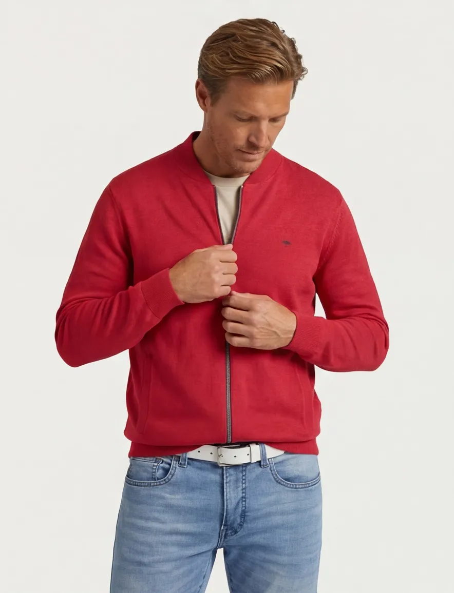 Fynch-Hatton vest rood effen Cardigan College