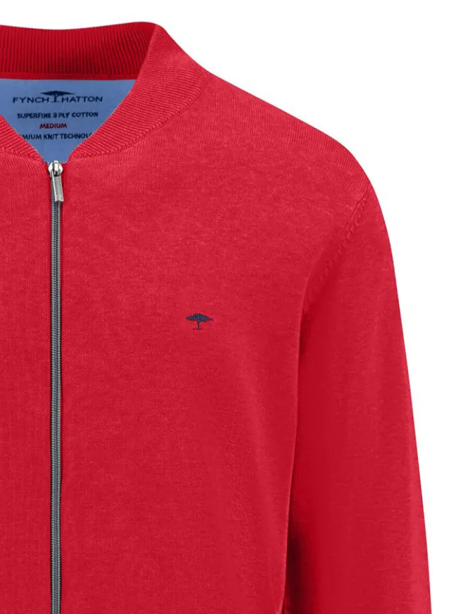 Fynch-Hatton vest rood effen Cardigan College