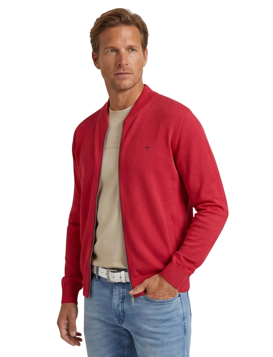Fynch-Hatton vest rood effen Cardigan College