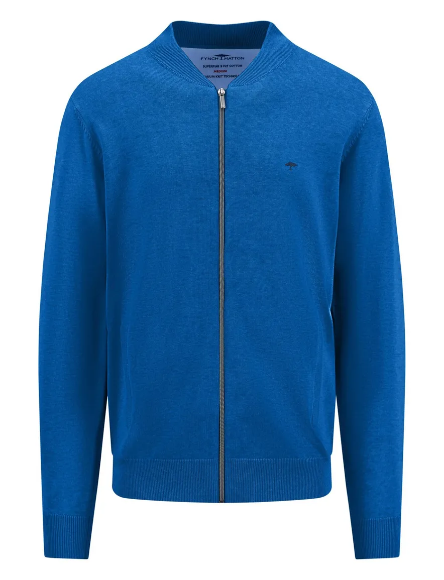 Fynch-Hatton vest blauw effen Cardigan College