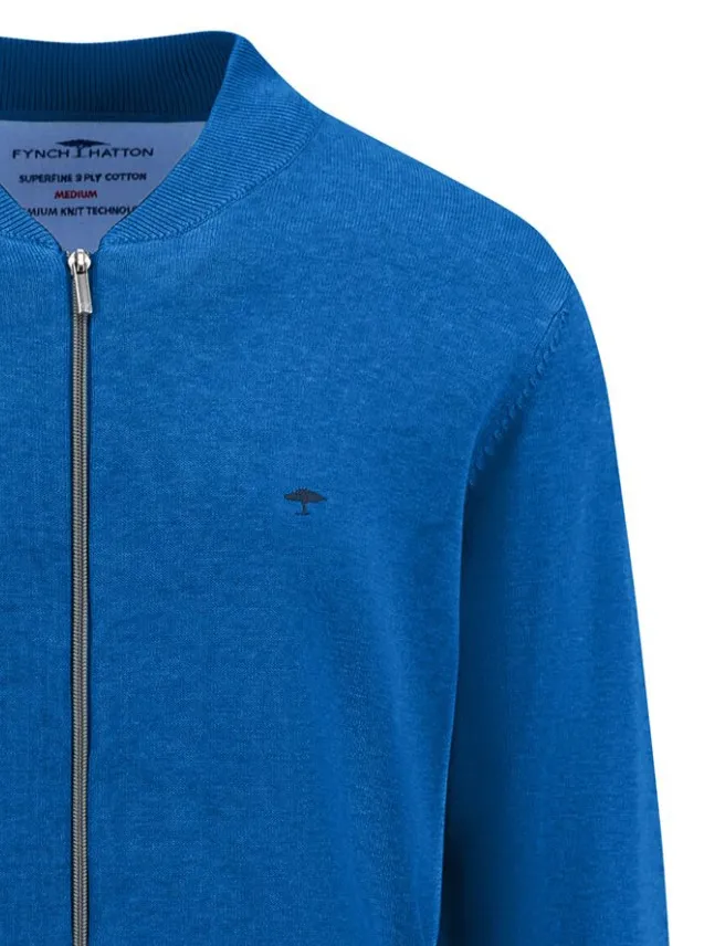 Fynch-Hatton vest blauw effen Cardigan College