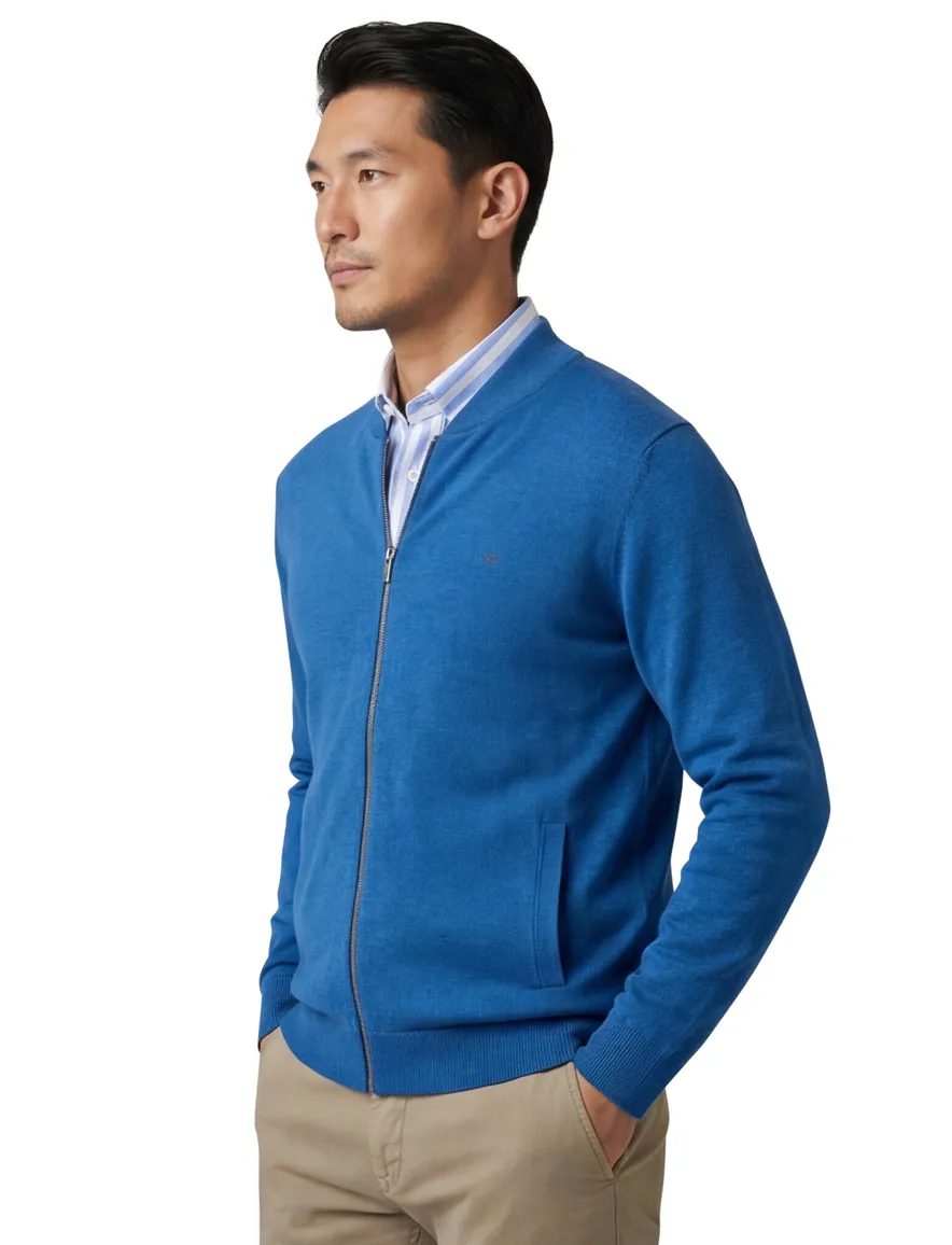 Fynch-Hatton vest blauw effen Cardigan College